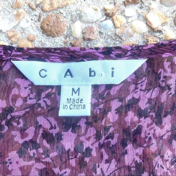 Cabi 823 Silk Purple Sonnet Sheer Floral Blouse Size M - Picture 2 of 9